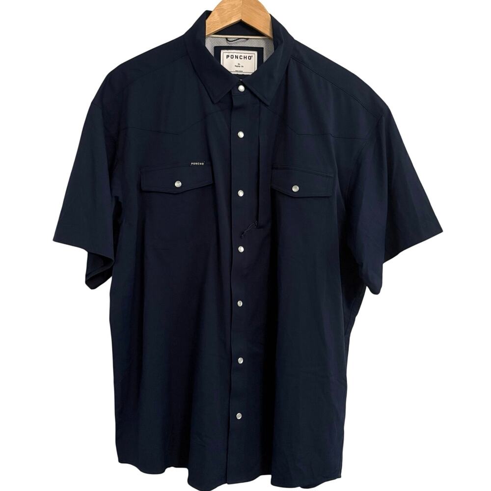 Poncho The Del Mar Short Sleeve Pearl Snap Shirt Mens Size XL Western Outdoors